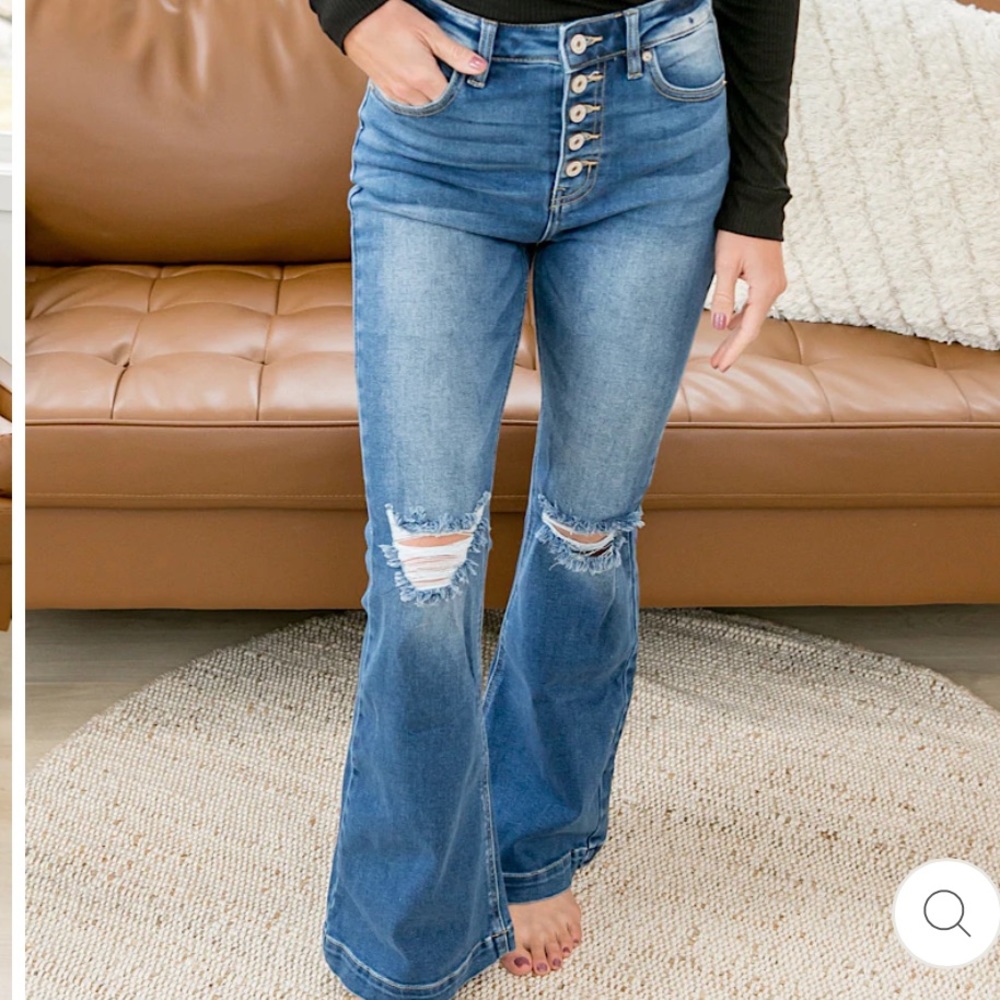 Kancan distressed bell bottoms
